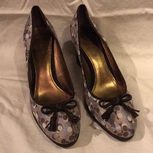 Coach Logo Wedge Heels with Tassel Bows